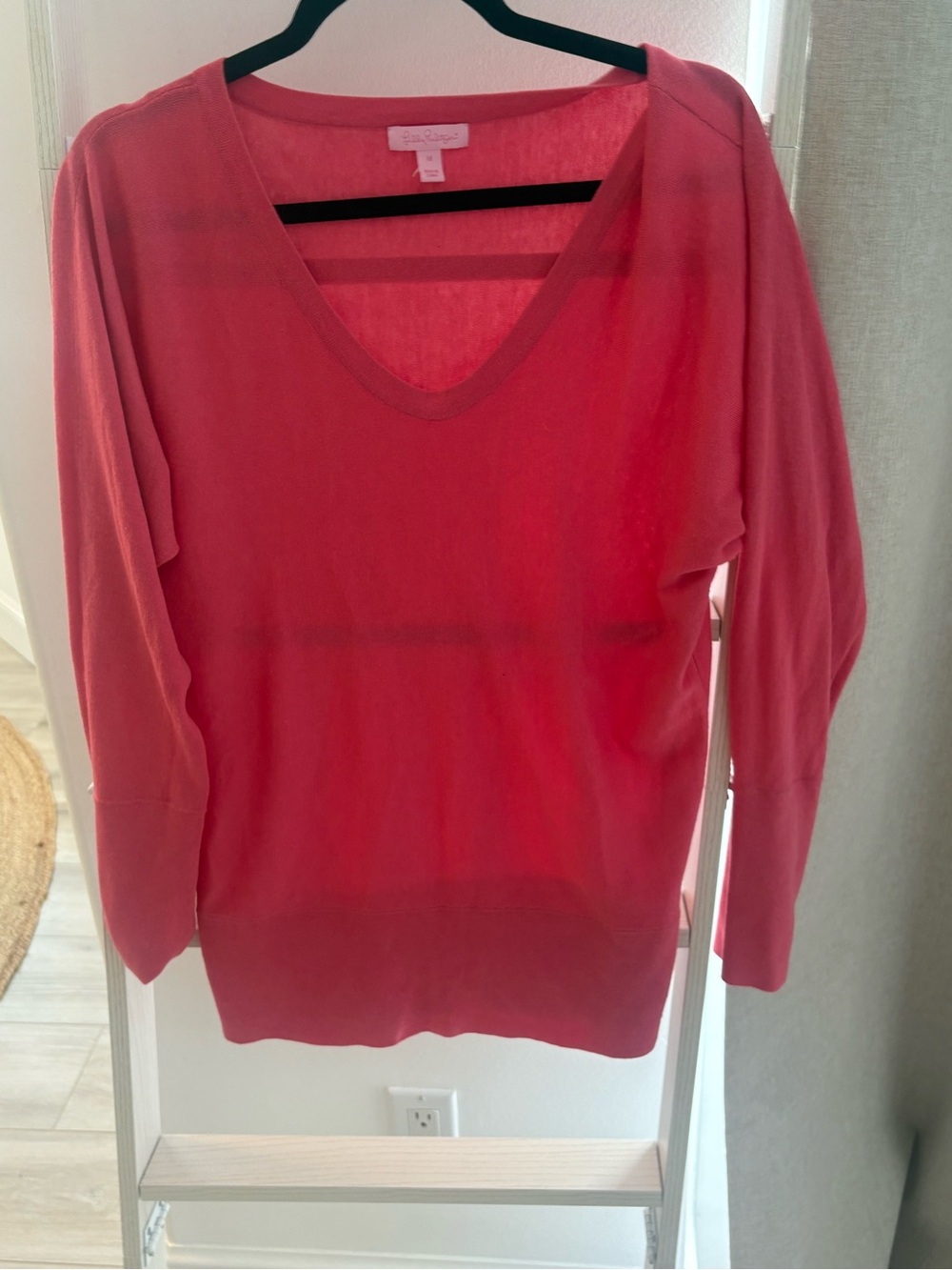 Lilly Pulitzer Coral V-Neck Lightweight Knit Sweater